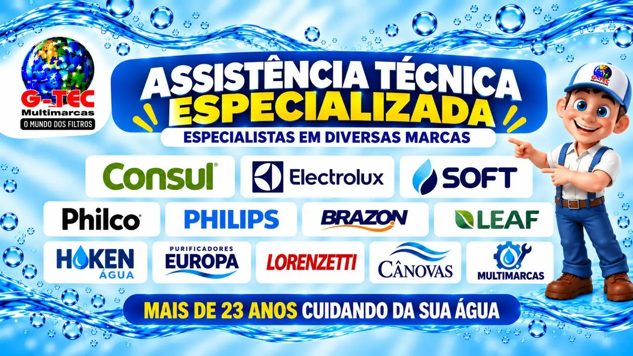 Especialistas na manutenção de purificadores de diversas marcas: Consul, Electrolux, Soft, Philco, Philips, Brazon, Leaf, Hoken, Europa, Lorenzetti, Cânovas e multimarcas
