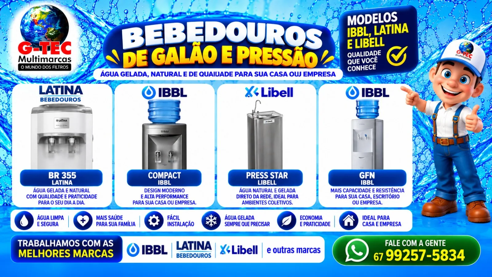 Bebedouro de galão e pressão